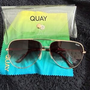 Quay Australia Gold Aviator Sunglasses with Dark Gradient Lenses